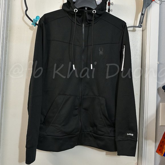 Spyder Men Active Hooded Full Zip Jacket, BLACK ,‎ Size select - Picture 2 of 8